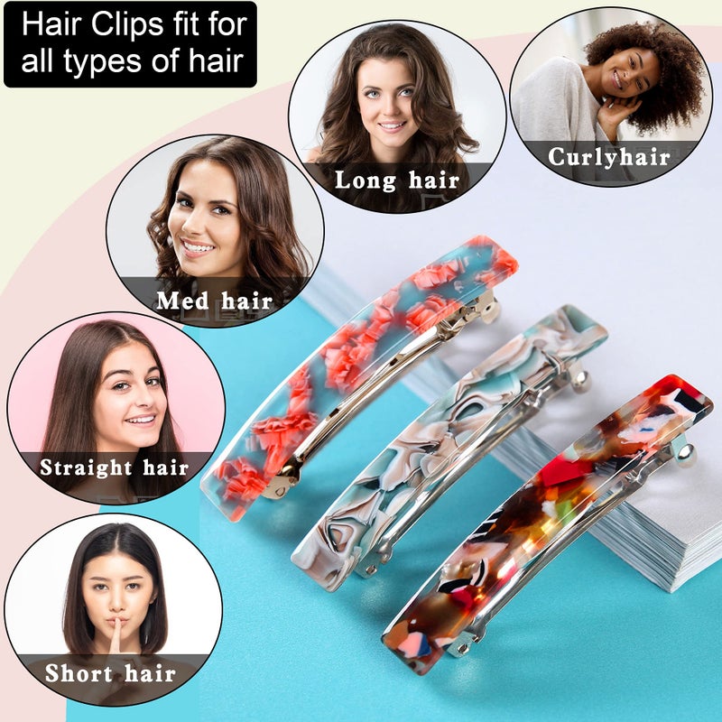 Fsmiling Hair Barrettes for Women French Hair Barrette Clip Small Acetate Hair Clips Barrette No Slip Hair Accessories 3-Pack - Image 5